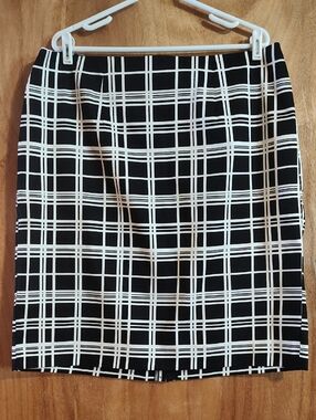 NWT Cato Pencil Skirt Black White Plaid Cotton Stretch Back Zip Plus Size 18W